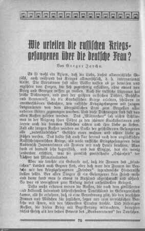 Wie urteilen die russischen Kriegsgefangenen über die deutsche Frau?