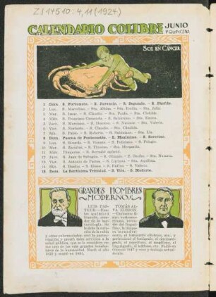 Calendario Colibrí - Junio, 1ª Quincena