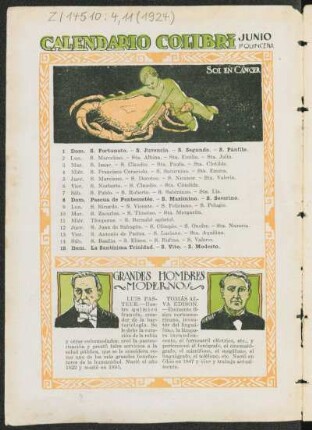 Calendario Colibrí - Junio, 1ª Quincena
