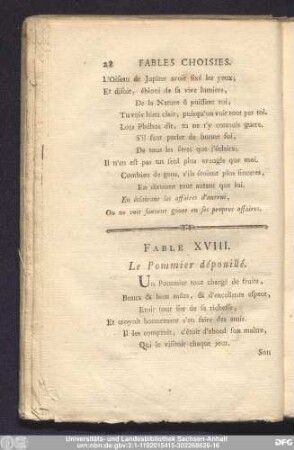 Fable XVIII. Le Pommier dépouillé.