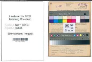Entnazifizierung Irmgard Zimmermann, geb. 13.07.1906 (Schneiderin)