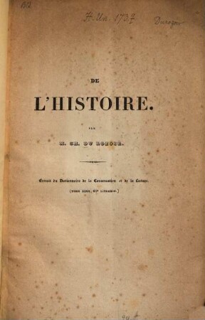 De l'histoire