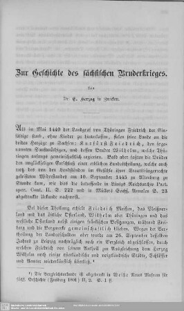 Zur Geschichte des sächsischen Bruderkrieges