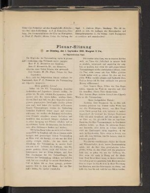 Plenar-Sitzung am Dienstag, den 1. September 1868, Morgens 9 Uhr, im Sagebiel'schen Saal.