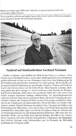 Nachruf auf Studiendirektor Gerhard Niemann