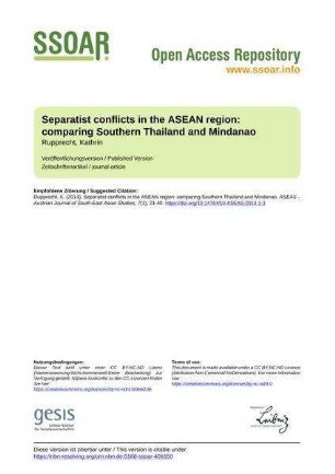 Separatist conflicts in the ASEAN region: comparing Southern Thailand and Mindanao