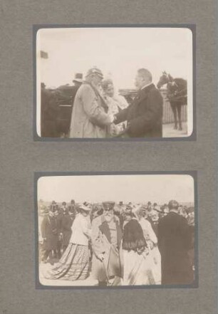 oben: Großherzog Friedrich I. von Baden und Großherzogin Luise beim Besuch der Rennbahn Iffezheim unten: Großherzog Friedrich I. von Baden und Großherzogin Luise beim Besuch der Rennbahn Iffezheim