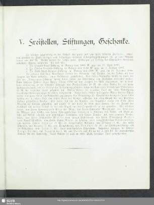 V. Freistellen, Stiftungen, Geschenke