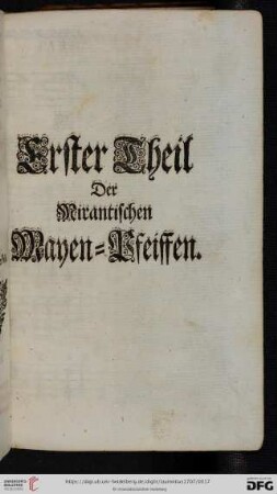 Erster Theil: Der Mirantischen Manen-Pfeiffen