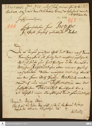 Brief von Johann Adolph Baumgarten an [August Hermann Francke].