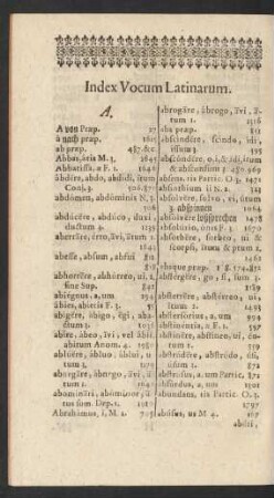 Index Vocum Latinarum