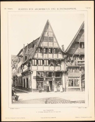 Wohnhaus Bierstraße, Osnabrück: Ansicht (aus: Blätter für Architektur und Kunsthandwerk, 12. Jg., 1899, Tafel 45)