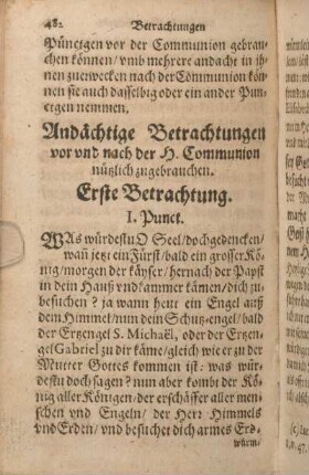 Andächtige Betrachtungen vor vnd nach der H. Communion nützlich zu gebrauchen.