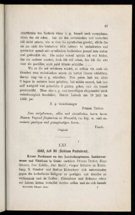 97-98, LXI.-LXIII. 1562, Juli 30 (Schloss Podiebrad)