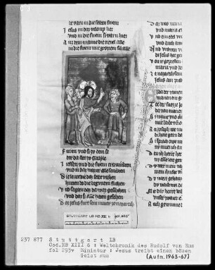 Weltchronik - Bruder Philipp — ---, Folio 256recto-342verso---, Folio 256recto-342versoTeufelsaustreibung, Folio 293verso