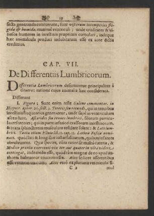 Cap. VII. De Differentiis Lumbricorum.
