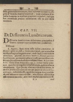 Cap. VII. De Differentiis Lumbricorum.