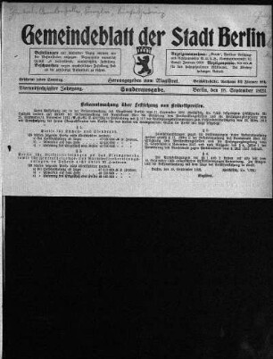 Sonderausgabe, 18. September 1923
