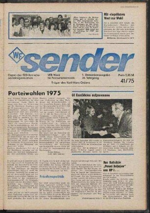 Betriebszeitung 'WF-Sender', Nr.41/1975 (1. Dezemberausgabe 1975)