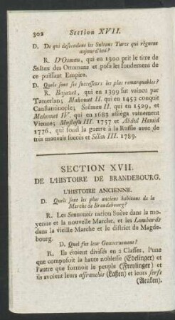 Section XVII. De l'histoire de Brandebourg.