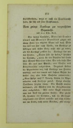 Rom zwingt Karthago zur verzweifelten Gegenwehr. 149 vor Chr. Geb
