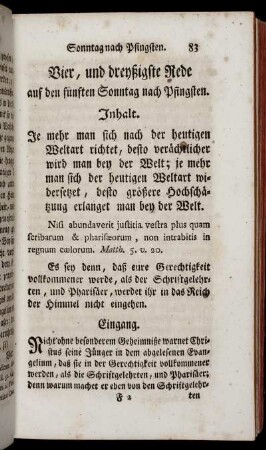 Vier, und dreyßigste Rede auf den funften Sonntag nach Pfingsten.
