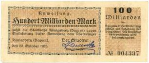 Geldschein / Notgeld, 100 Milliarden Mark, 20.10.1923