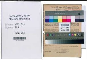 Entnazifizierung Willi Hunz , geb. 02.08.1897 (Kaufmann)