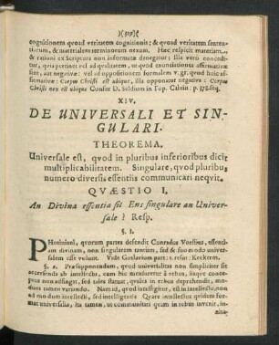 XIV. De Universali Et Singulari.