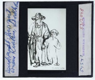 Rembrandt, Alter Mann mit einem Jungen (Zeichnung) (Stockholm NM NMH 2035/1863)