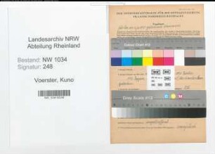 Entnazifizierung Kuno Voerster , geb. 04.05.1877 (Hauptmann)