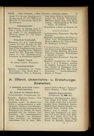 Öffentl. Unterrichts- u. Erziehungs-Anstalten