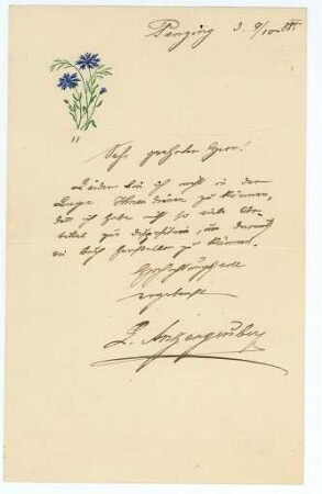 Korrespondenz von Ludwig Anzengruber an Unbekannt