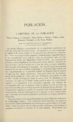 I. Historia de la población