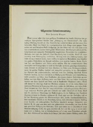 Allgemeine Lebenserneuerung