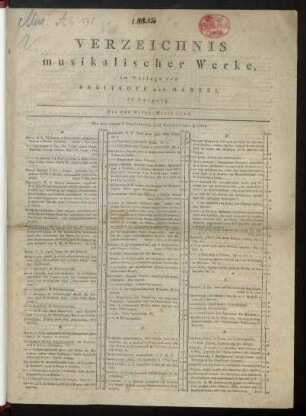 Verzeichnis musikalischer Werke im Verlage von Breitkopf und Härtel in Leipzig : Bis zur Oster-Messe 1799.