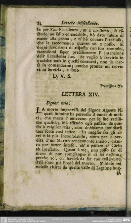 Lettera XIV. Signor mio!