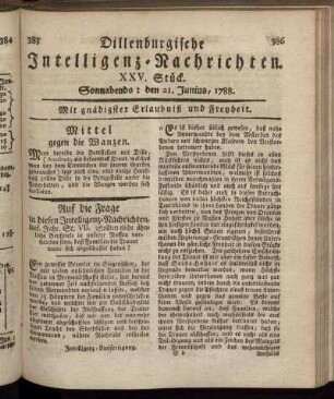 XXV. Stück. Sonnabends : den 21. Junius, 1788.