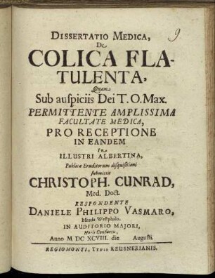 Dissertatio Medica, De Colica Flatulenta