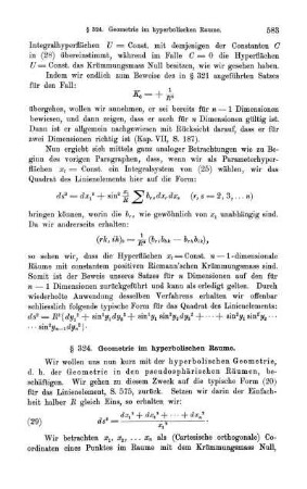 § 324. Geometrie im hyperbolischen Raume.