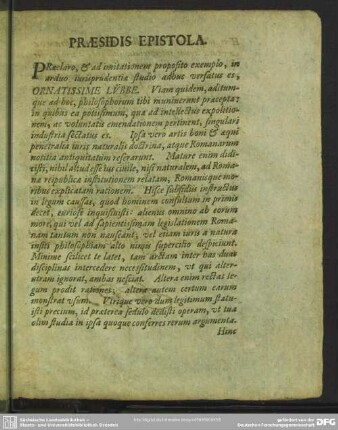 Praesidis Epistola