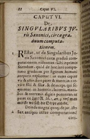 Caput VI. De Singularibus Iuris Saxonici, circa graduum computationem