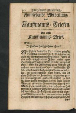 Funfzehende Abtheilung, von Kauffmanns-Briefen.