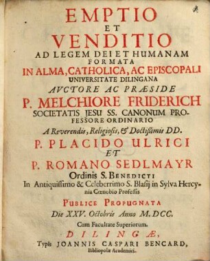 Emptio Et Venditio Ad Legem Dei Et Humanam Formata