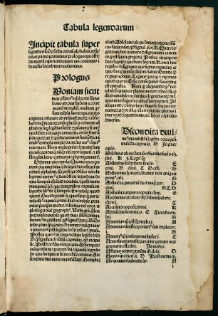 Incipit tabula legendas...