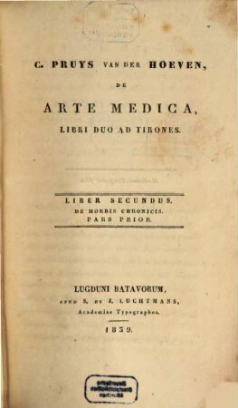 De arte medica : libri duo ad tirones. 2,1. De morbis chronicis