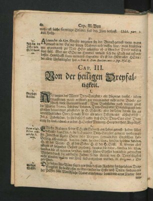 Cap. III. Von der heiligen Dreyfaltigkeit.