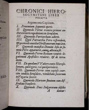 Chronici Hierosolymitani Liber Primus