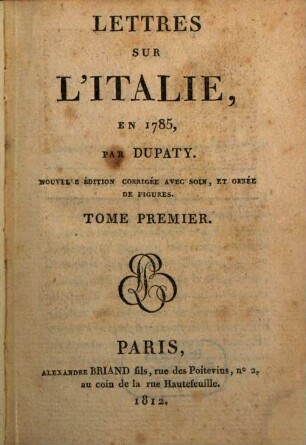 Lettres sur l'Italie en 1785, 1