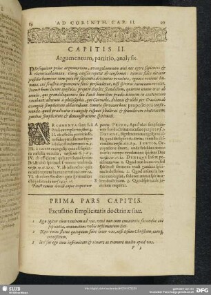Capitis II. Argumentum, partitio, analysis